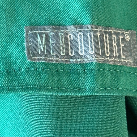 Med Couture Teal Green V-Neck Scrub Top and black pants set size Large - Picture 6 of 16